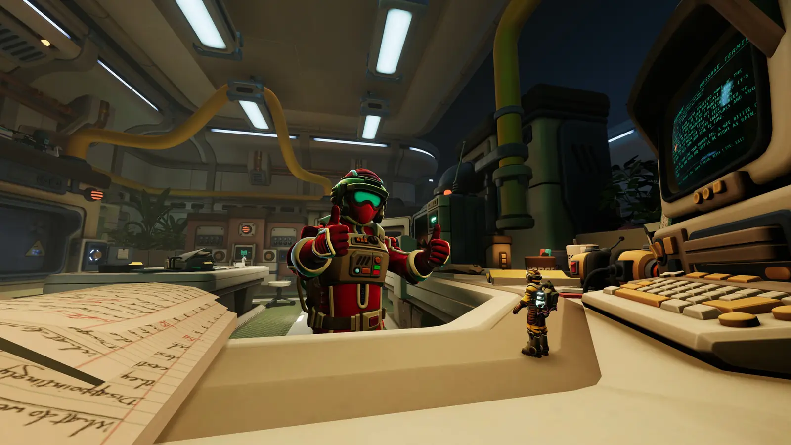 Red-suited Explorer at a Norcek console