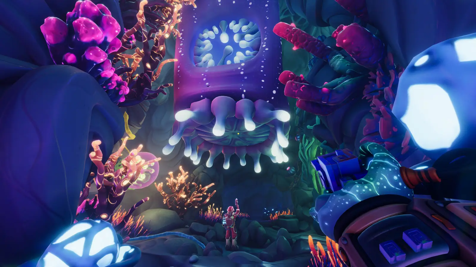 Alien flora under blue and purple light